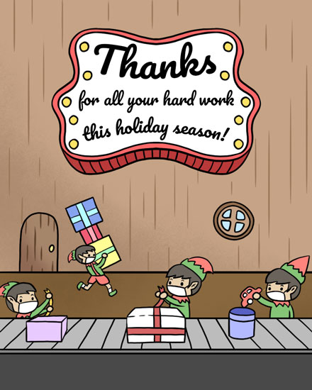 thank you card santas elves thank you for all your hard work