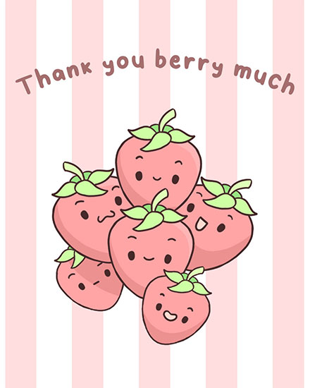 thank you card thank you berry much strawberries