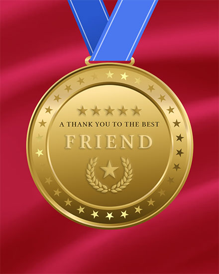 thank you card friend best medal