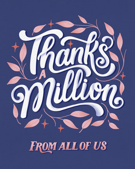 thank you card thanks a million