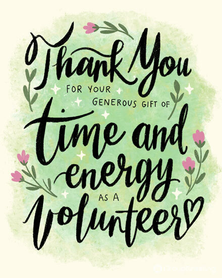 thank you volunteer floral typography cursive tulip flowers garden