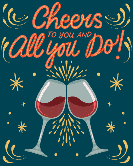 thank you card wine cheers
