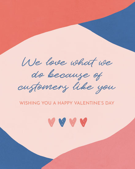 valentine's day card we love what we do, hearts, modern