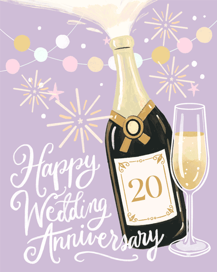 wedding 20 anniversary champagne wine glass