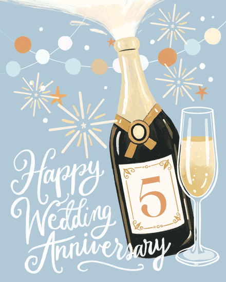 wedding 5 anniversary champagne wine glass