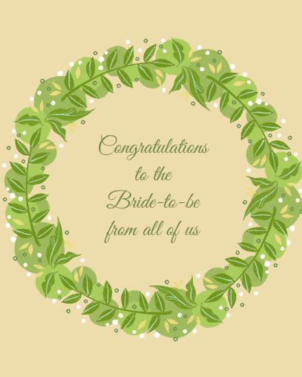 wedding card bride to be plants wreath congrats congratulations