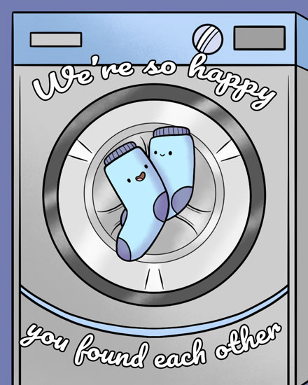 wedding card matching pair of socks