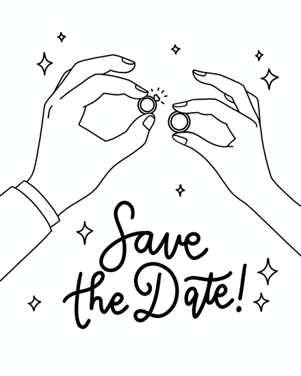 wedding save the date line art wedding rings upcoming