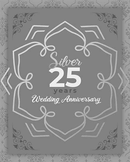 wedding card silver wedding anniversary 25 25th