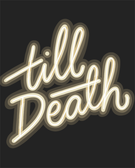 wedding till death light calligraphy text