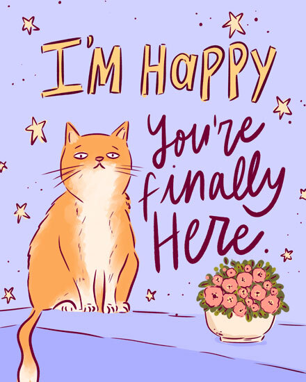 welcome cat finally here flowers