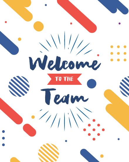 welcome card geometric collage primary