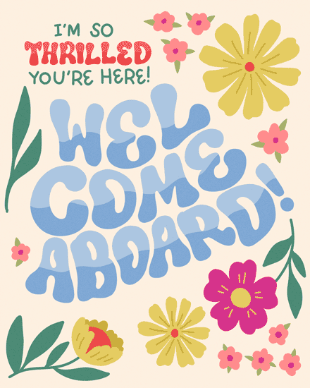 welcome groovy floral lettering
