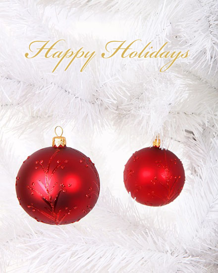 holiday season card christmas red ornaments white red picture photo image
