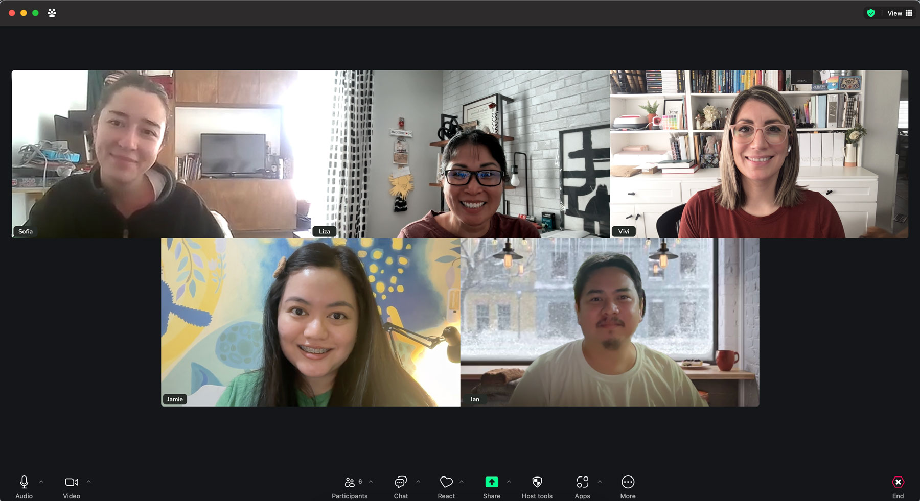 The GroupGreeting design team on a video call